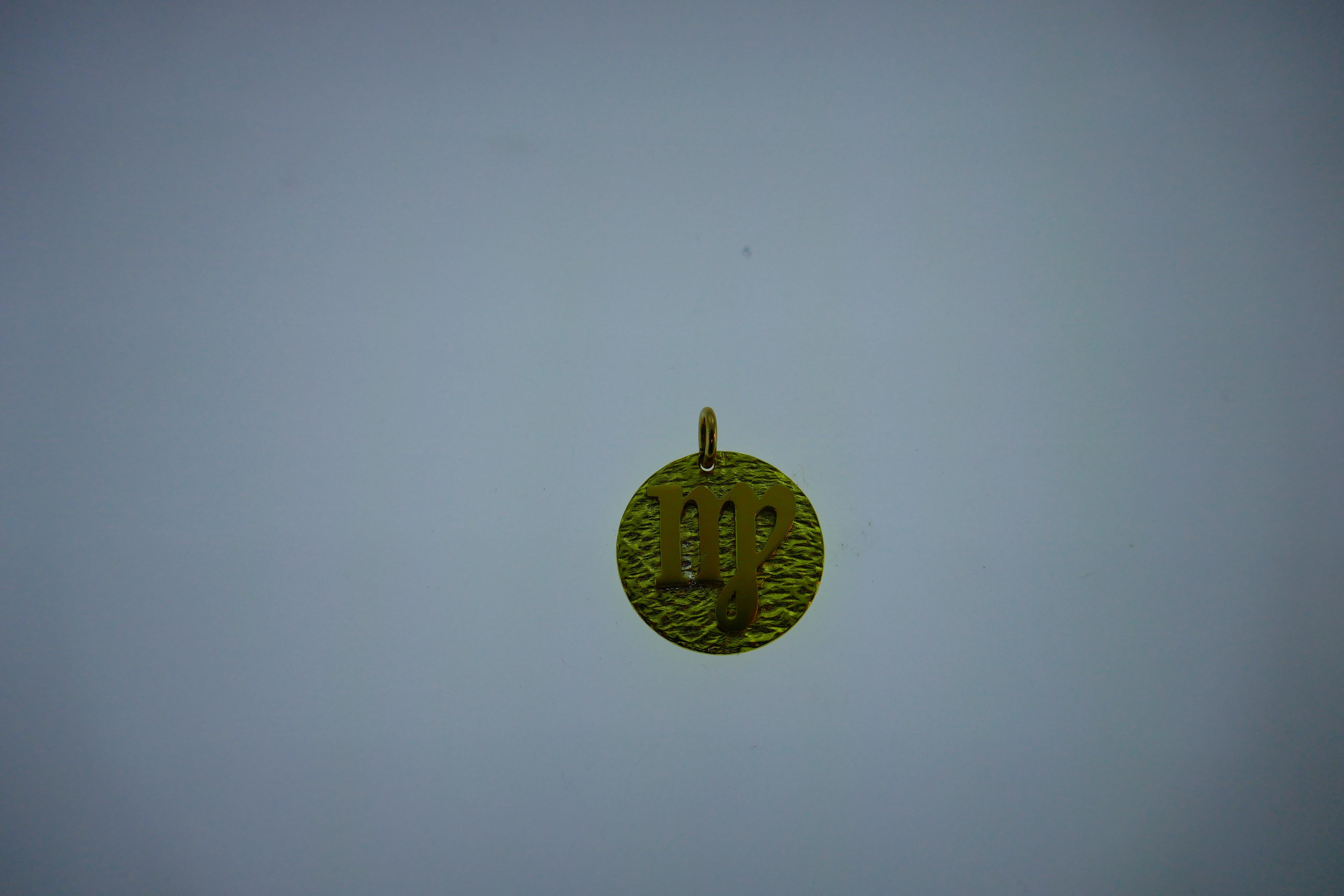 Women's or Men's Tiffany & Co. 18 Karat Yellow Gold Virgo Zodiac Charm Pendant Vintage and Rare