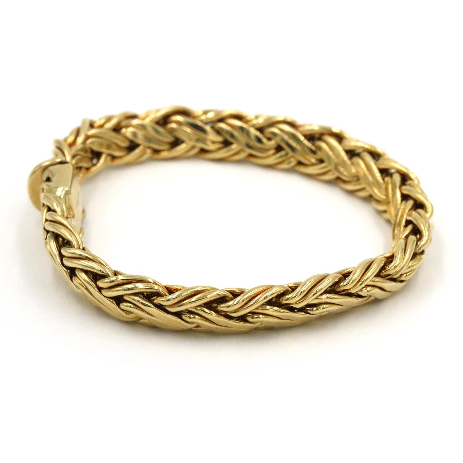 Tiffany & Co 18K Yellow Gold Weave Bracelet In Excellent Condition In Naples, FL