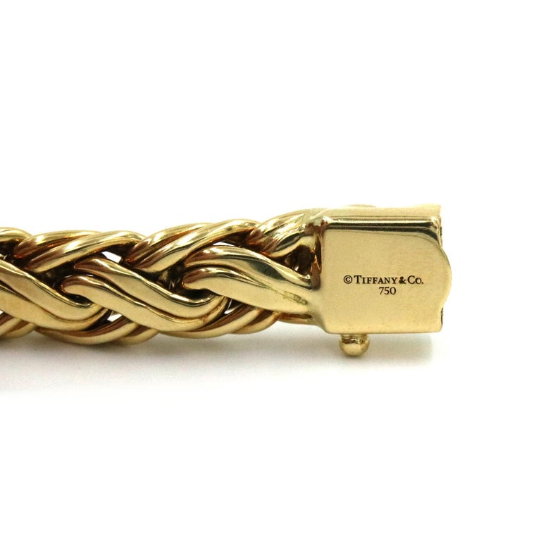 Tiffany and Co 18K Yellow Gold Weave Bracelet at 1stDibs