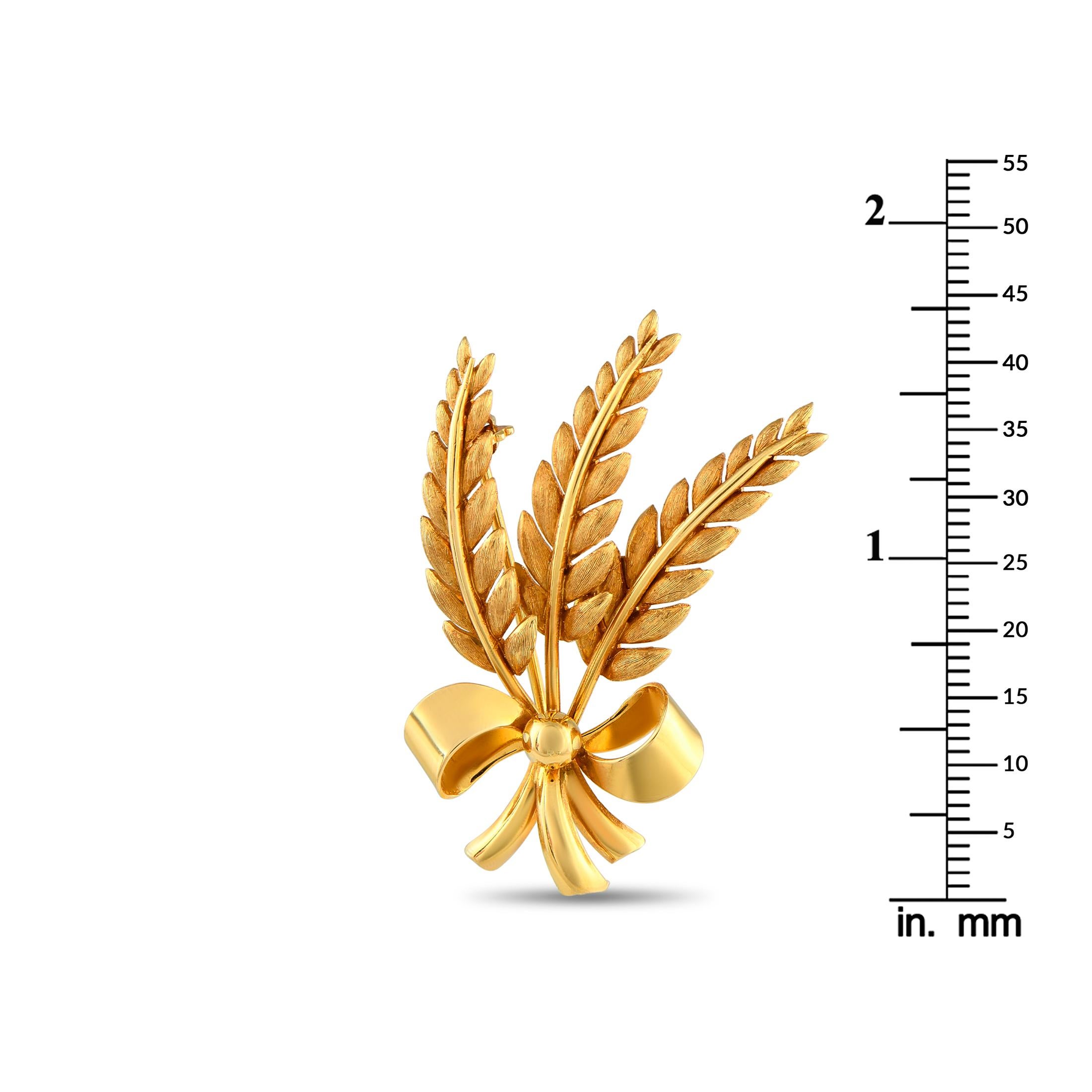 Tiffany & Co. 18K Yellow Gold Wheat Brooch In Excellent Condition In Southampton, PA