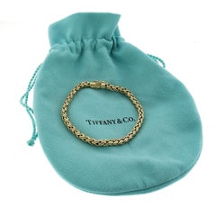 Tiffany & Co. 18k Yellow Gold Wheat Link Bracelet w/ Barrel Push Clasp