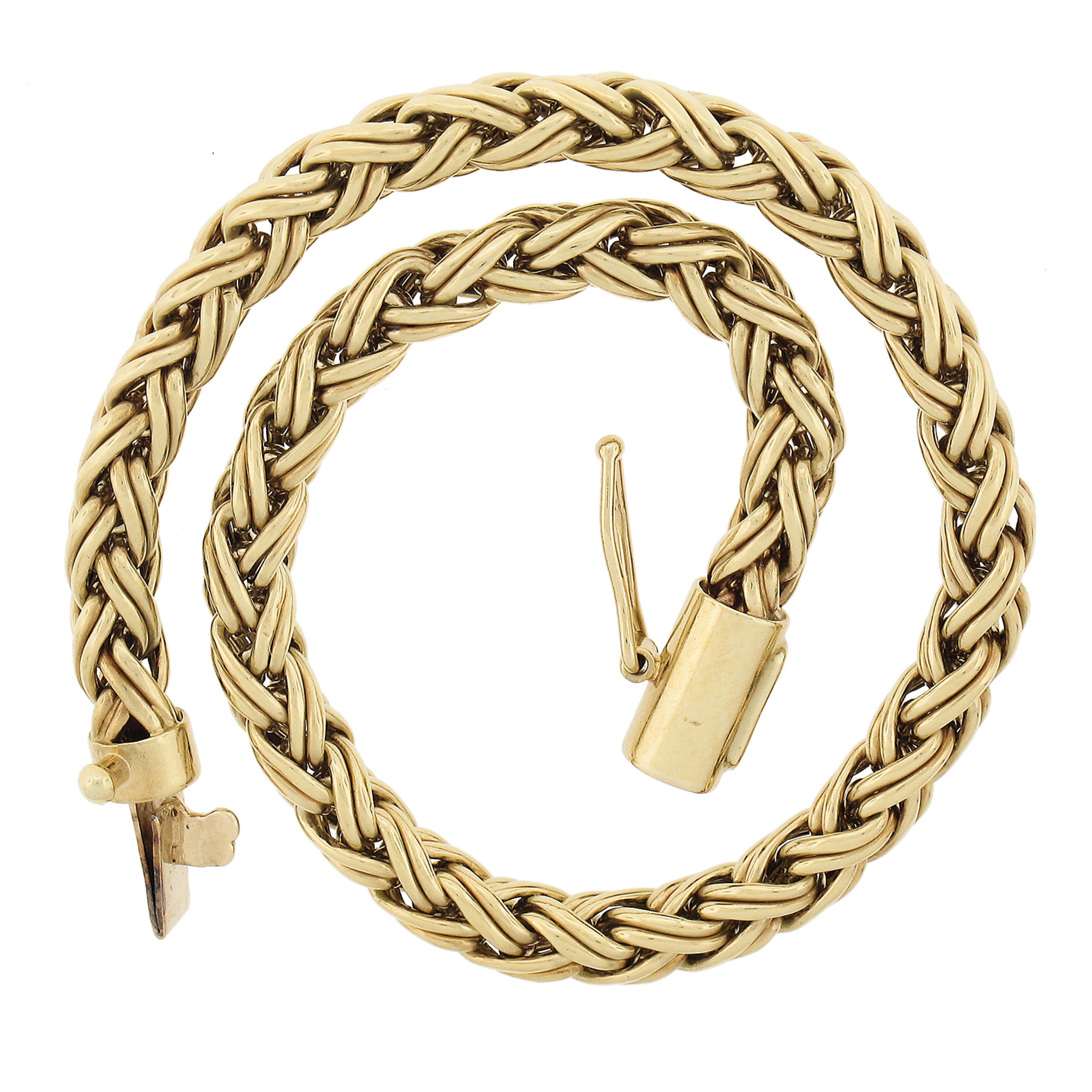 Tiffany & Co. 18k Yellow Gold Wheat Link Bracelet w/ Barrel Push Clasp 1