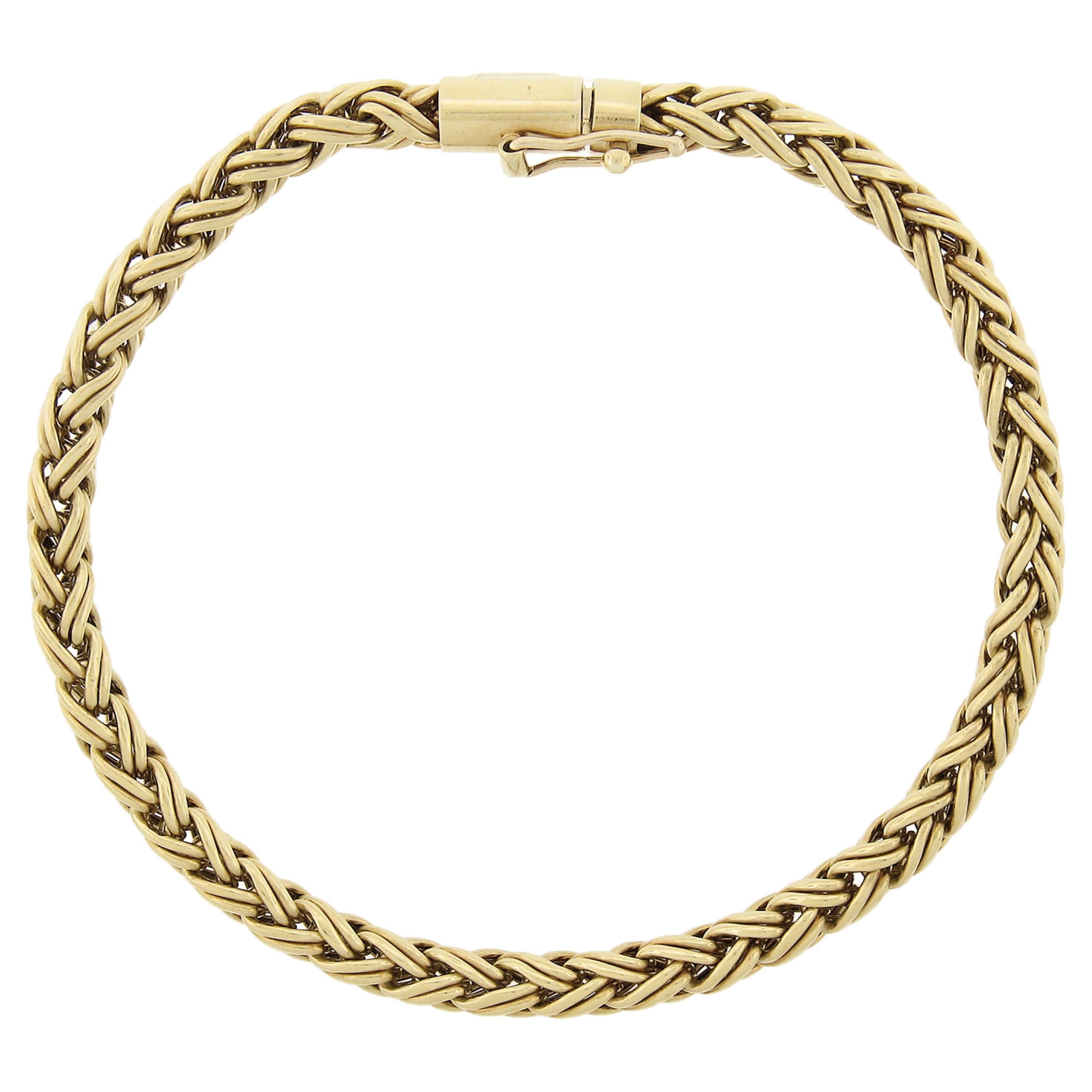 Tiffany & Co. 18k Yellow Gold Wheat Link Bracelet w/ Barrel Push Clasp