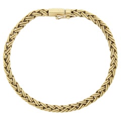 Tiffany & Co. 18k Yellow Gold Wheat Link Bracelet w/ Barrel Push Clasp