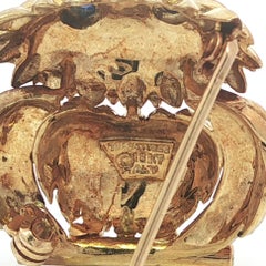 Tiffany & Co. 18k Yellow Gold Whimsical Owl Pin Brooch Bezel Sapphire Eyes