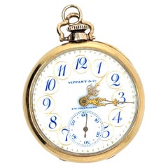 Tiffany & Co. 18k Yellow Gold White & Blue Pocket Watch/Pendant Circa 1900s