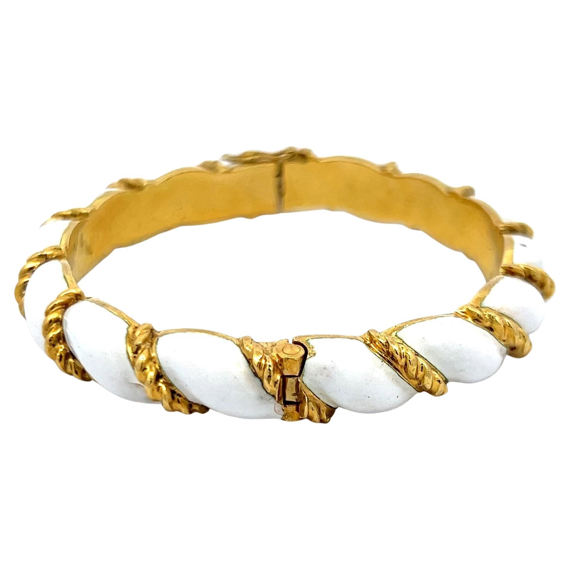 Tiffany & Co. Bracelet corde torsadée en or jaune 18K et émail blanc