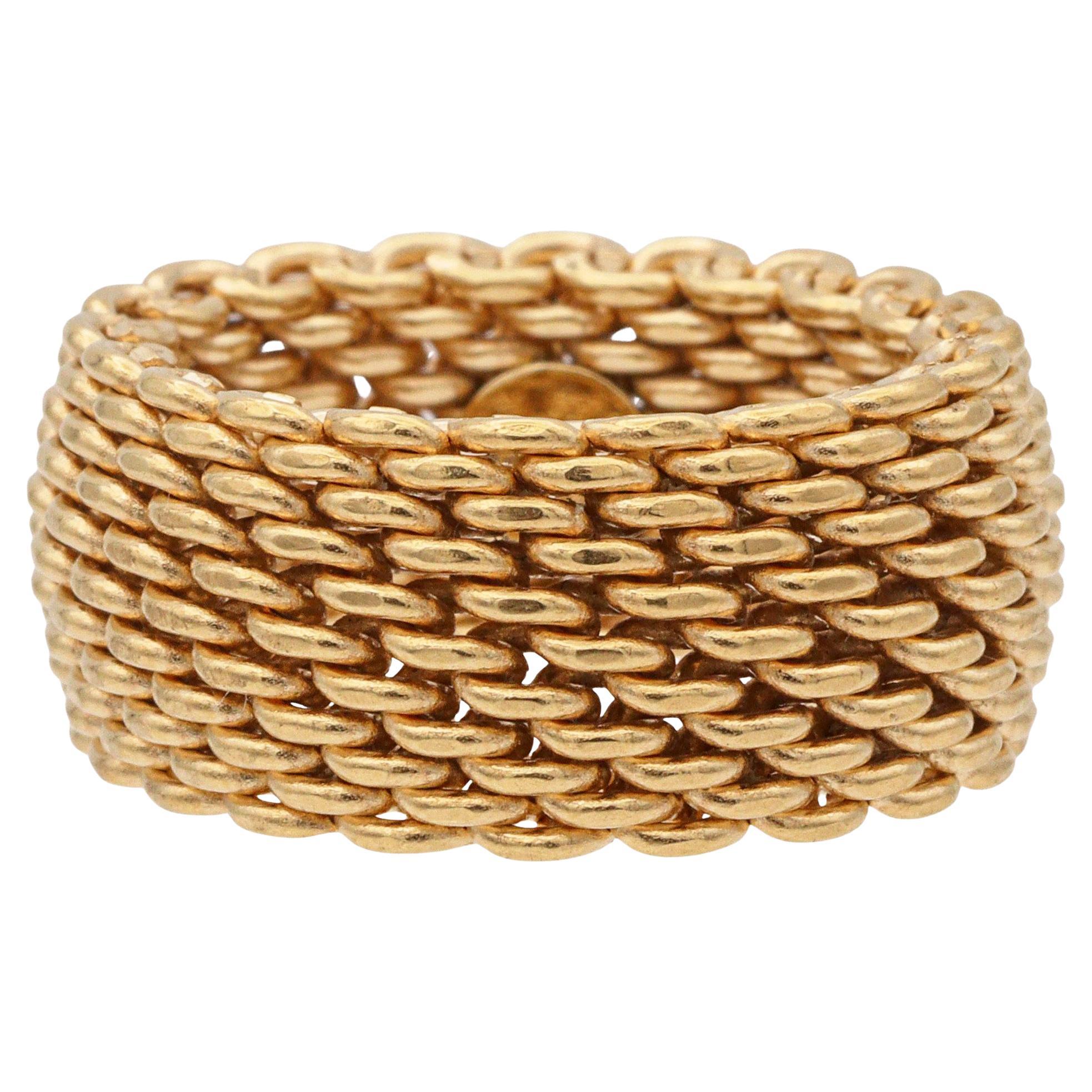 Tiffany & Co. 18K Yellow Gold Wide Somerset Mesh Ring