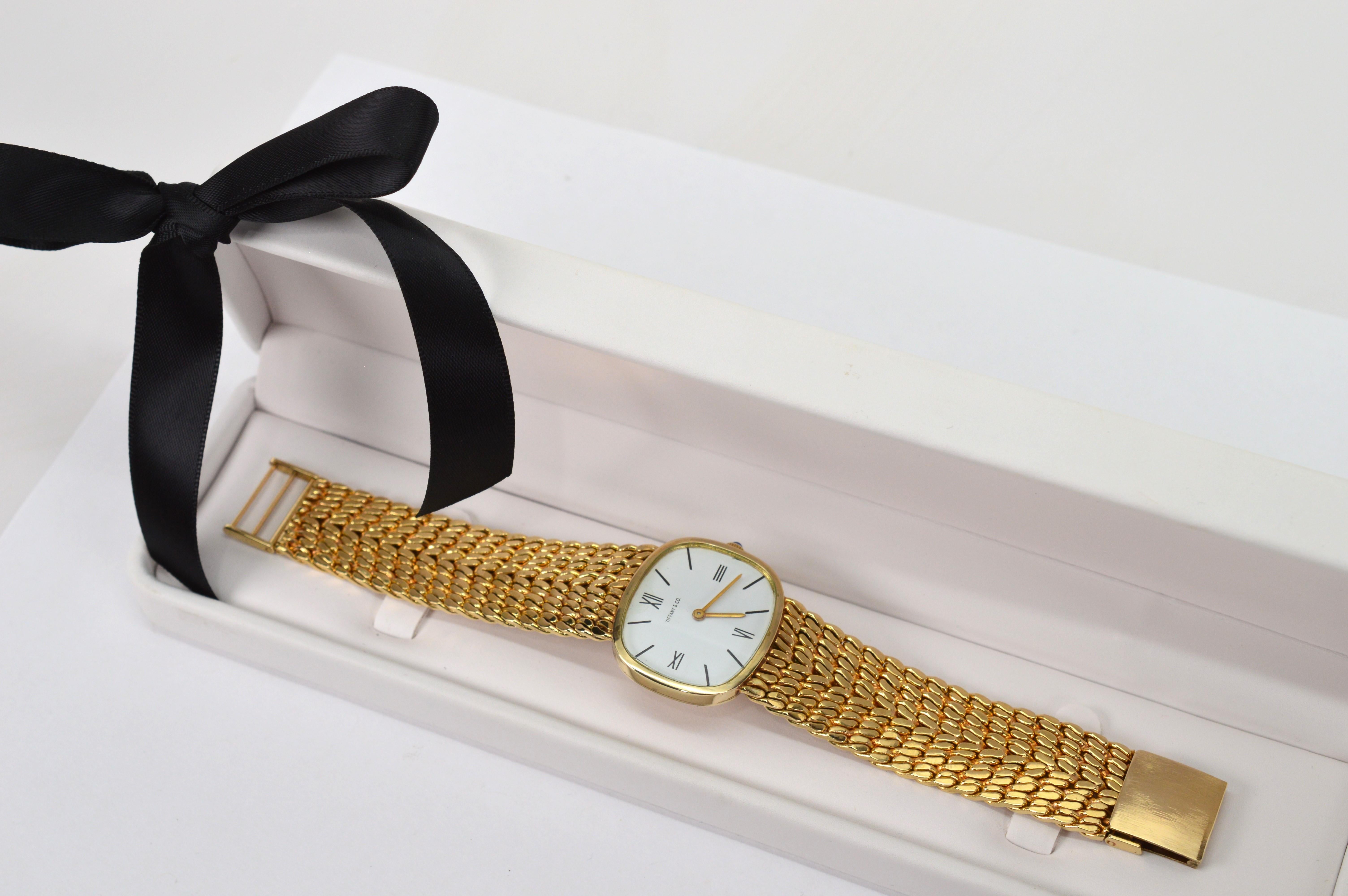 Reloj mecánico suizo 17J de oro amarillo de 18 quilates Tiffany & Co. en venta 9