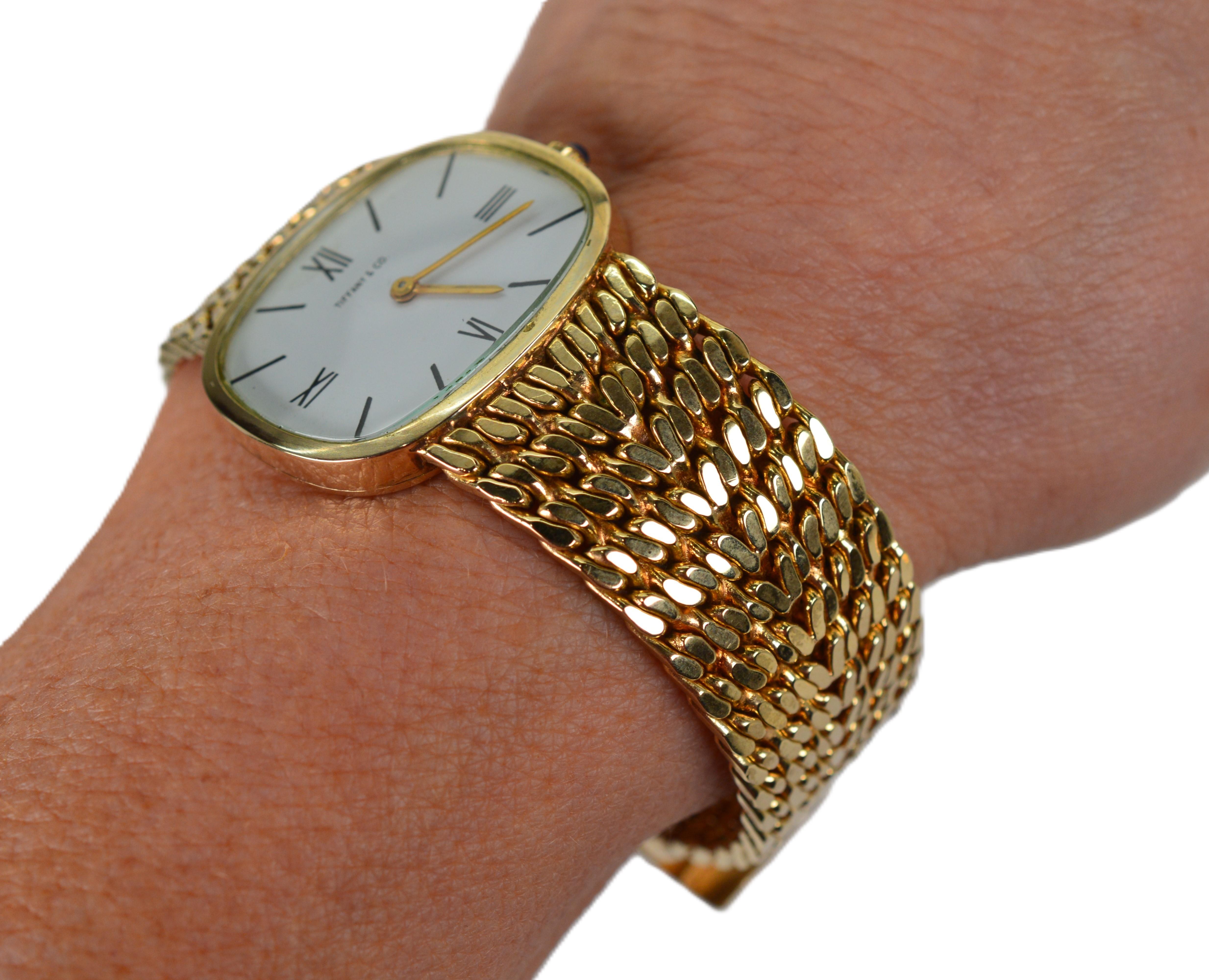 Reloj mecánico suizo 17J de oro amarillo de 18 quilates Tiffany & Co. en venta 1
