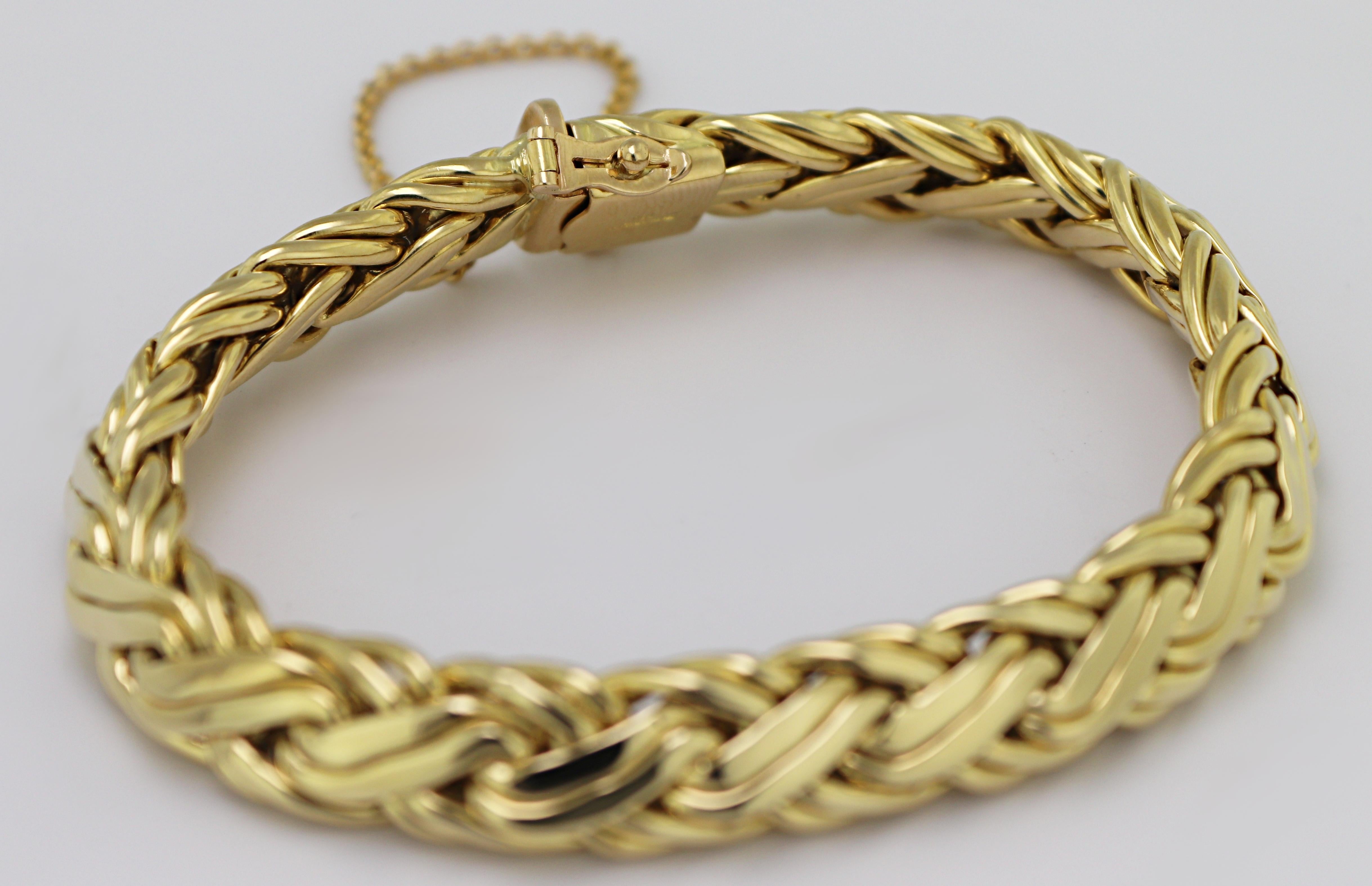 Women's or Men's Tiffany & Co. 18K Yellow Gold Woven Bracelet For Sale