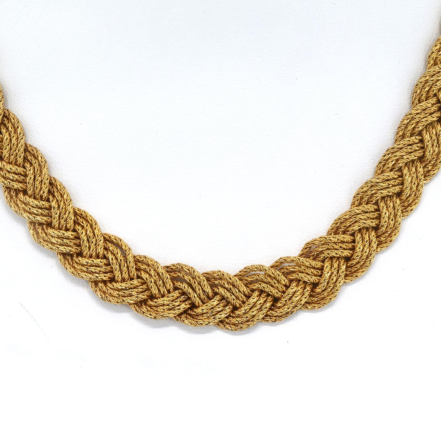 Modern Tiffany & Co. 18K Yellow Gold Woven Braided Style Solid Gold Necklace