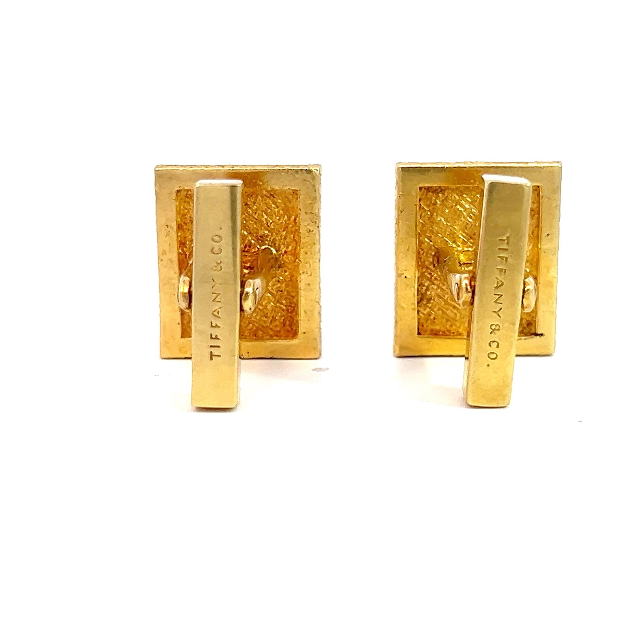 Gemelos Tejidos Tiffany & Co. de oro amarillo de 18 quilates en venta 1