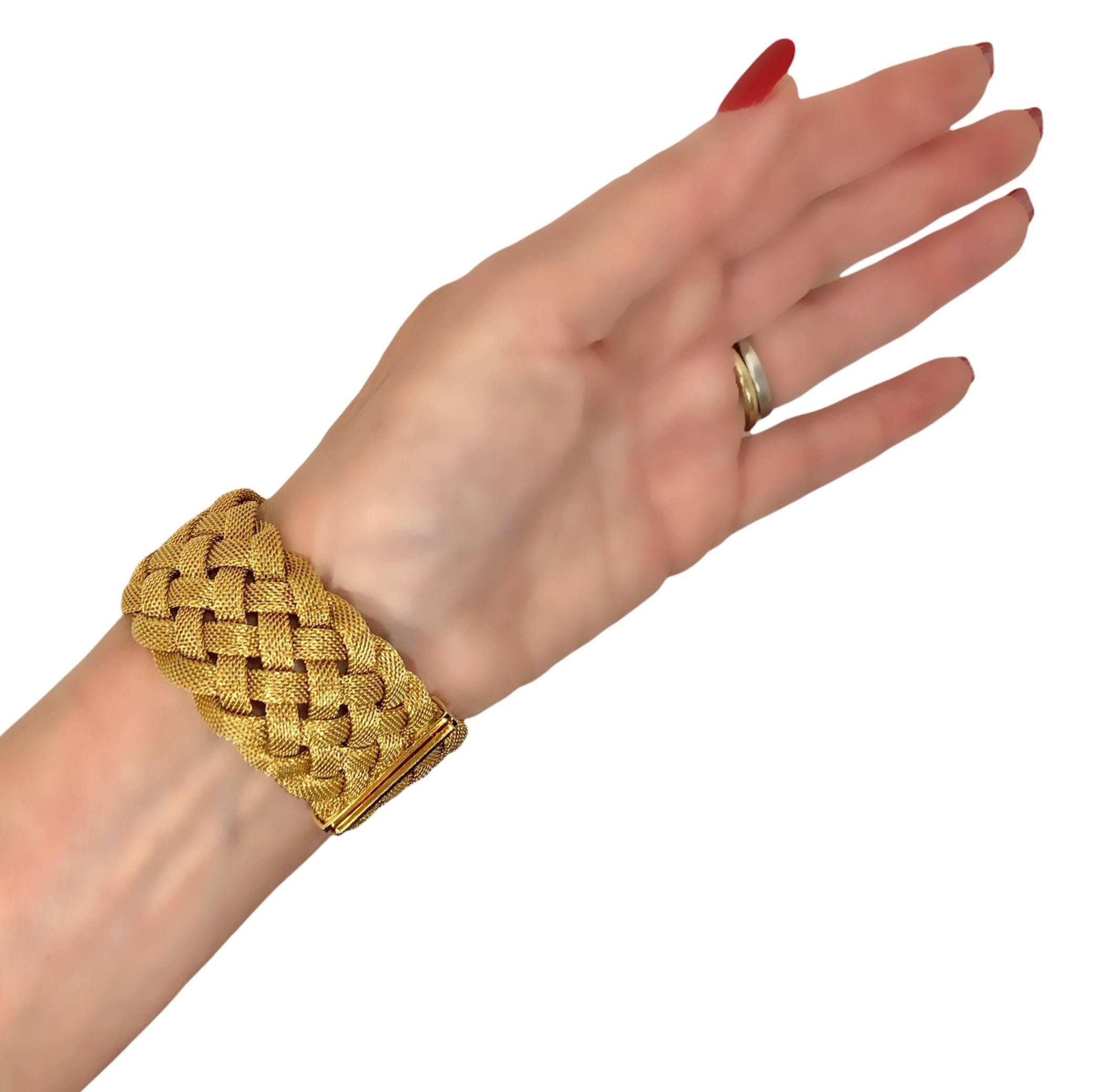 Tiffany & Co. 18k Yellow Gold Woven Mesh Bracelet 1.13 Inches Wide  For Sale 5