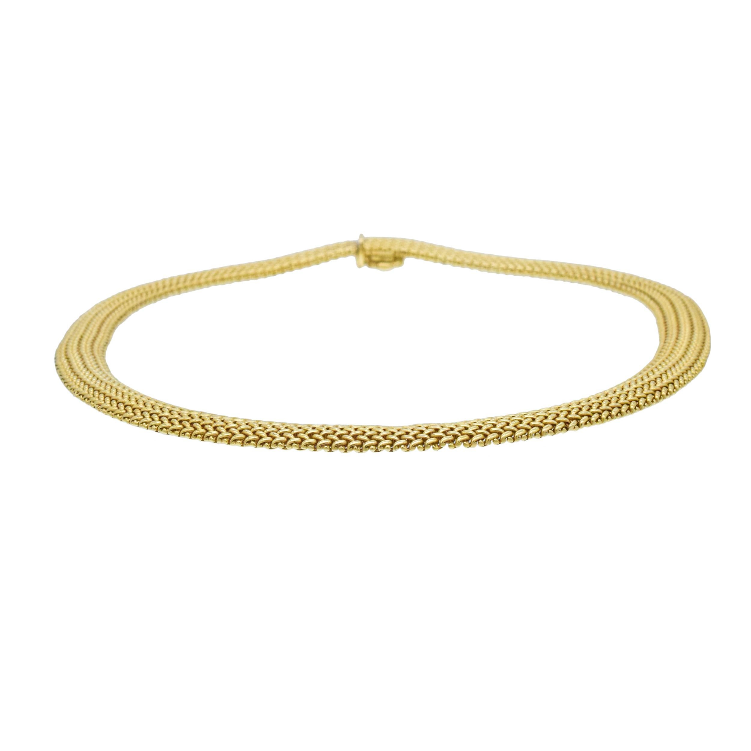 Women's or Men's Tiffany & Co. 18k Yellow Gold Woven Necklace. For Sale