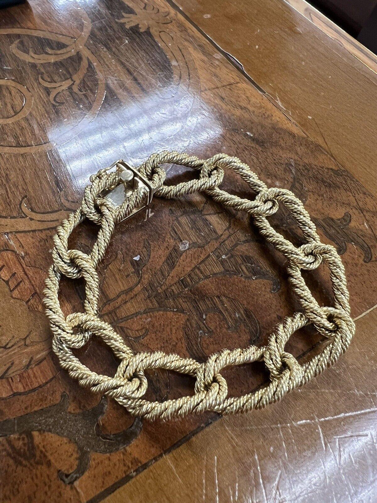 TIFFANY & CO. 18k Yellow Gold Woven Rope Link Bracelet Circa 1960s Vintage In Excellent Condition In Beverly Hills, CA