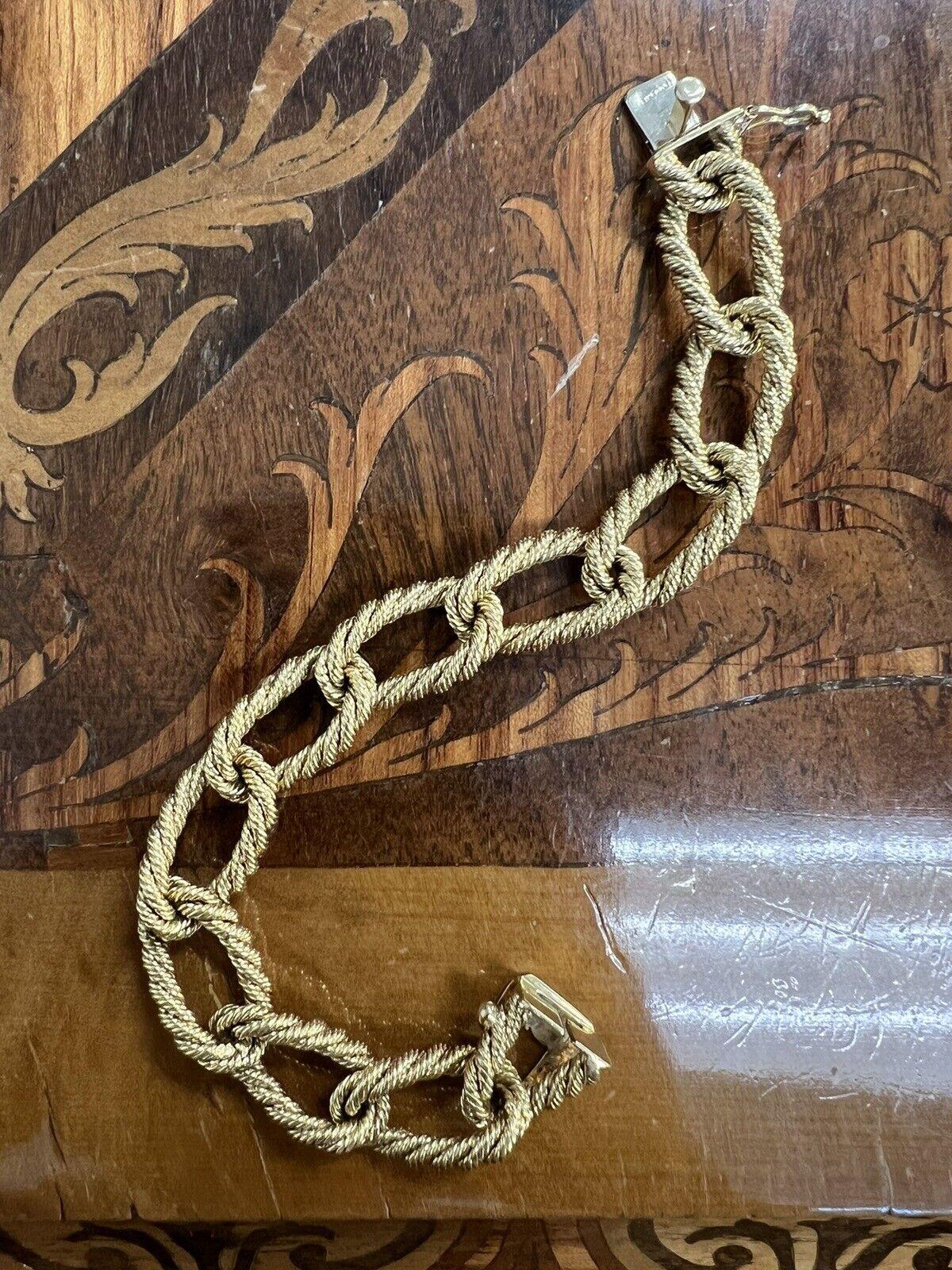 TIFFANY & CO. 18k Yellow Gold Woven Rope Link Bracelet Circa 1960s Vintage 2