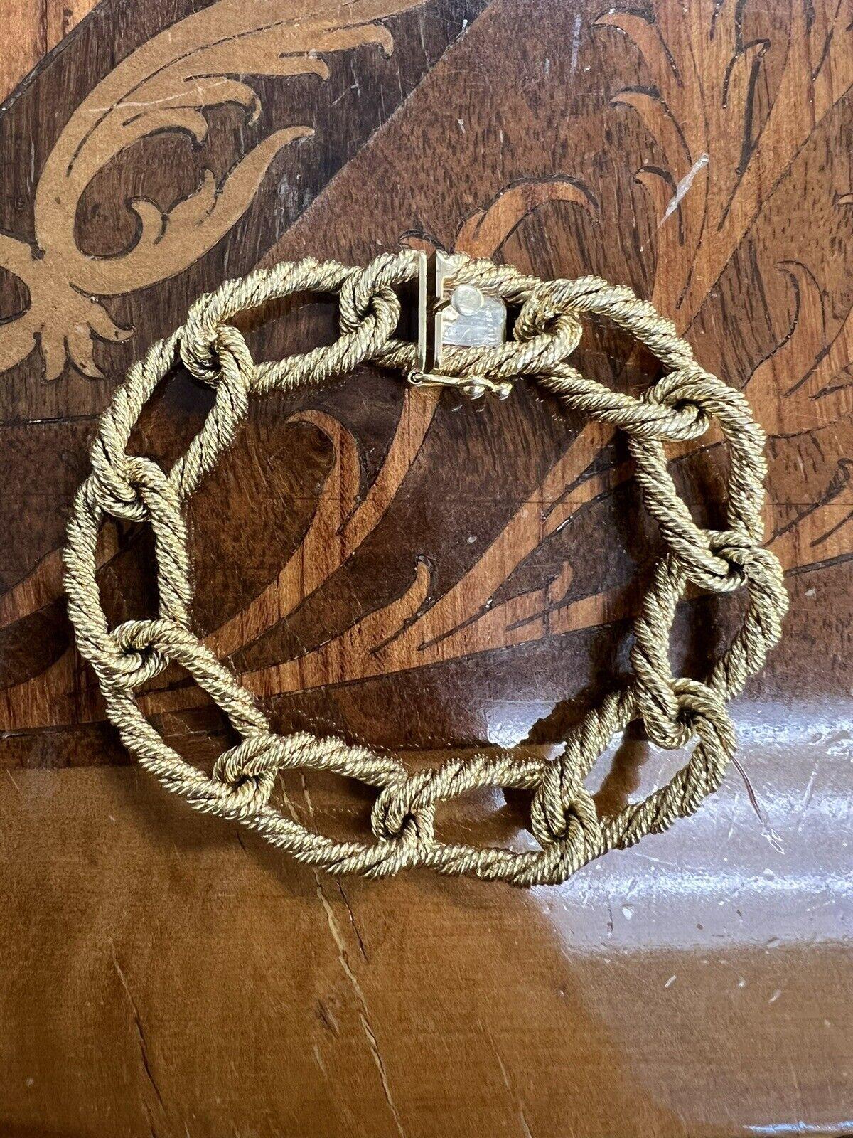 TIFFANY & CO. 18k Yellow Gold Woven Rope Link Bracelet Circa 1960s Vintage 3