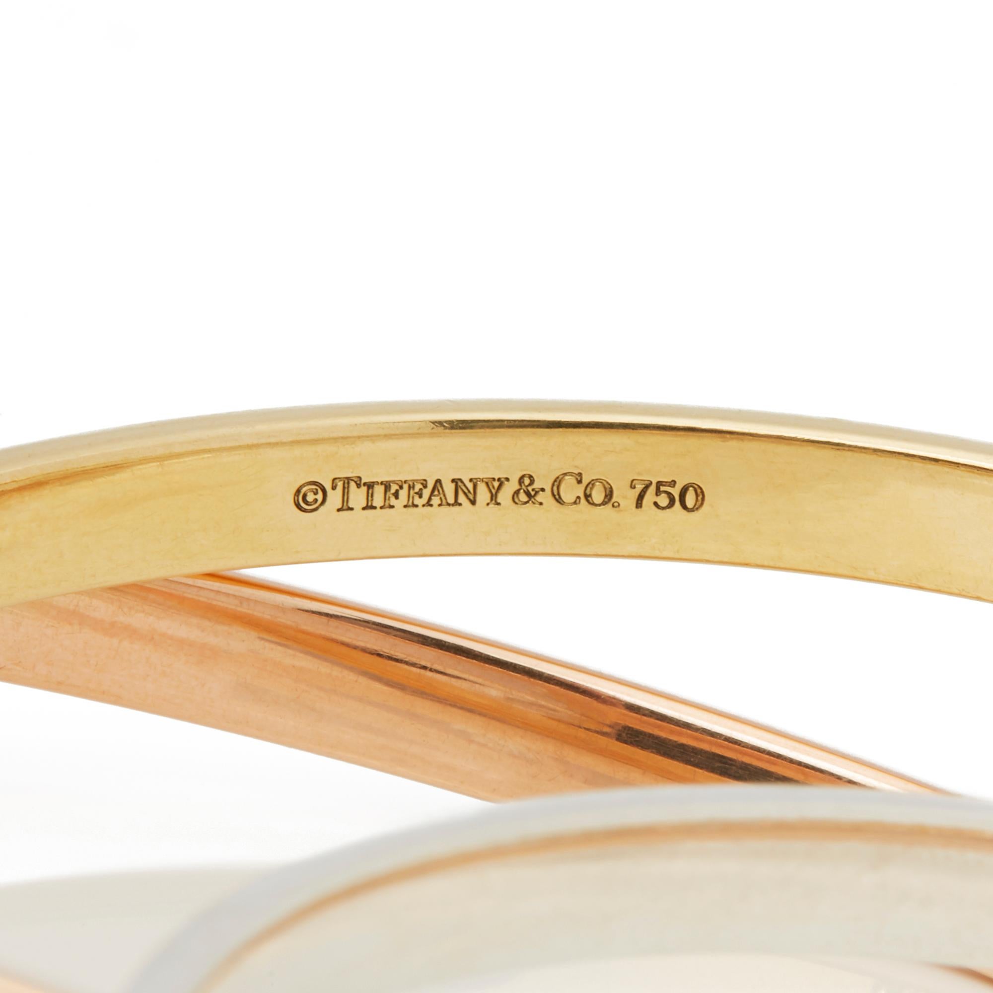 Modern Tiffany & Co. 18 Karat Yellow, Rose Gold and Silver 1837 Bangle Bracelet