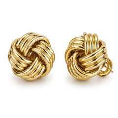 Tiffany & Co. 18k Yellow White Gold Love Knot Clip Post Earrings