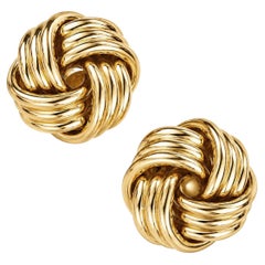 Tiffany & Co. 18k Yellow White Gold Love Knot Clip Post Earrings