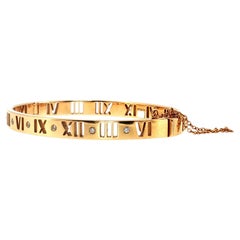 Tiffany & Co 18K YG Bangle Bracelet with 0.14 Carat Round F VS Diamonds Size 6.5