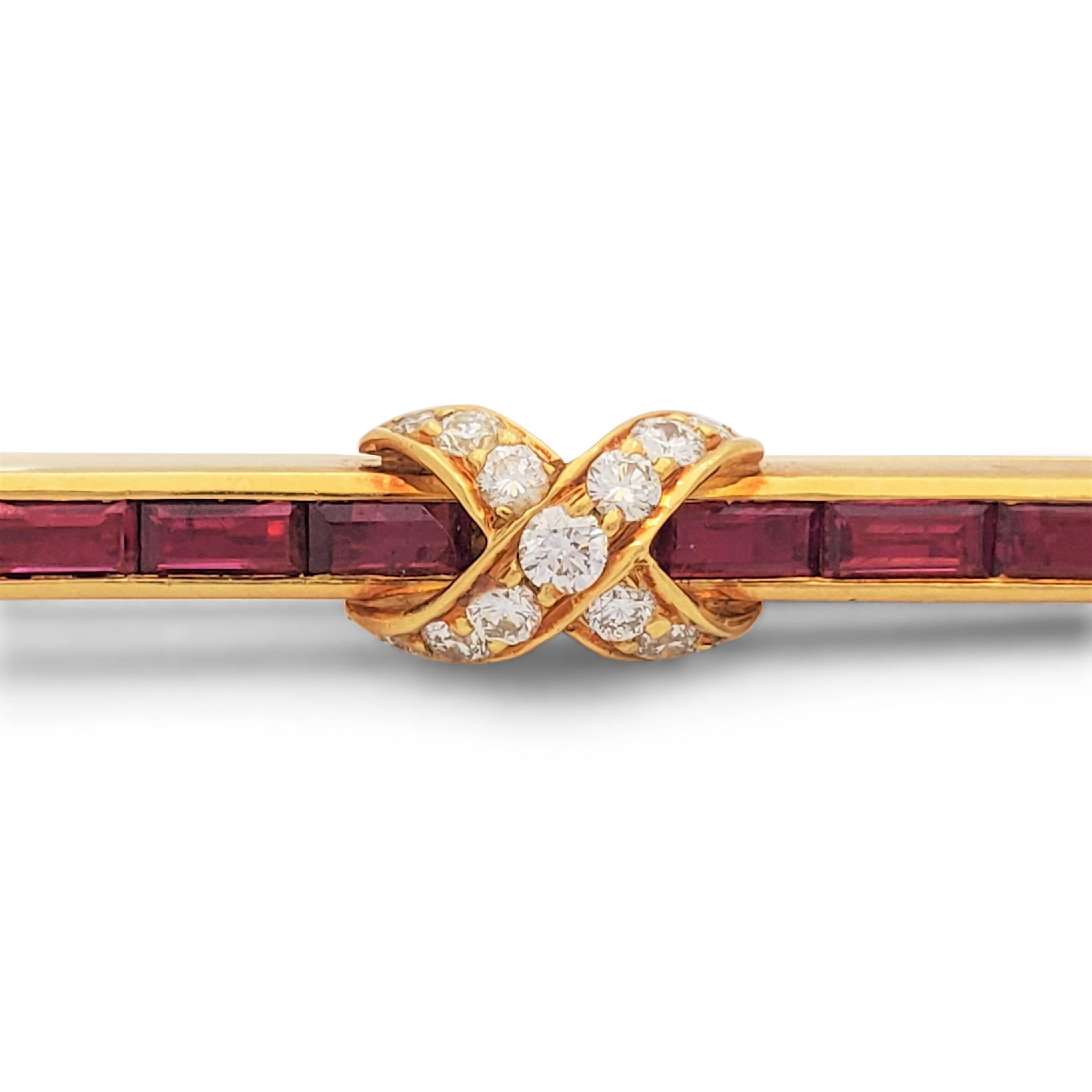 Tiffany & Co. 18k YG Diamond Ruby Tie Clip In Excellent Condition In New York, NY