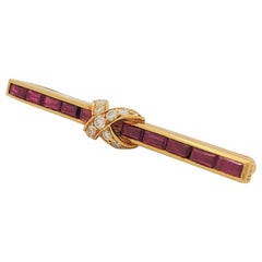 Tiffany & Co. 18k YG Diamond Ruby Tie Clip