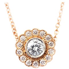 Tiffany & Co. 18 Karat Gold Pendant Necklace with Round Brilliant Cut Diamonds