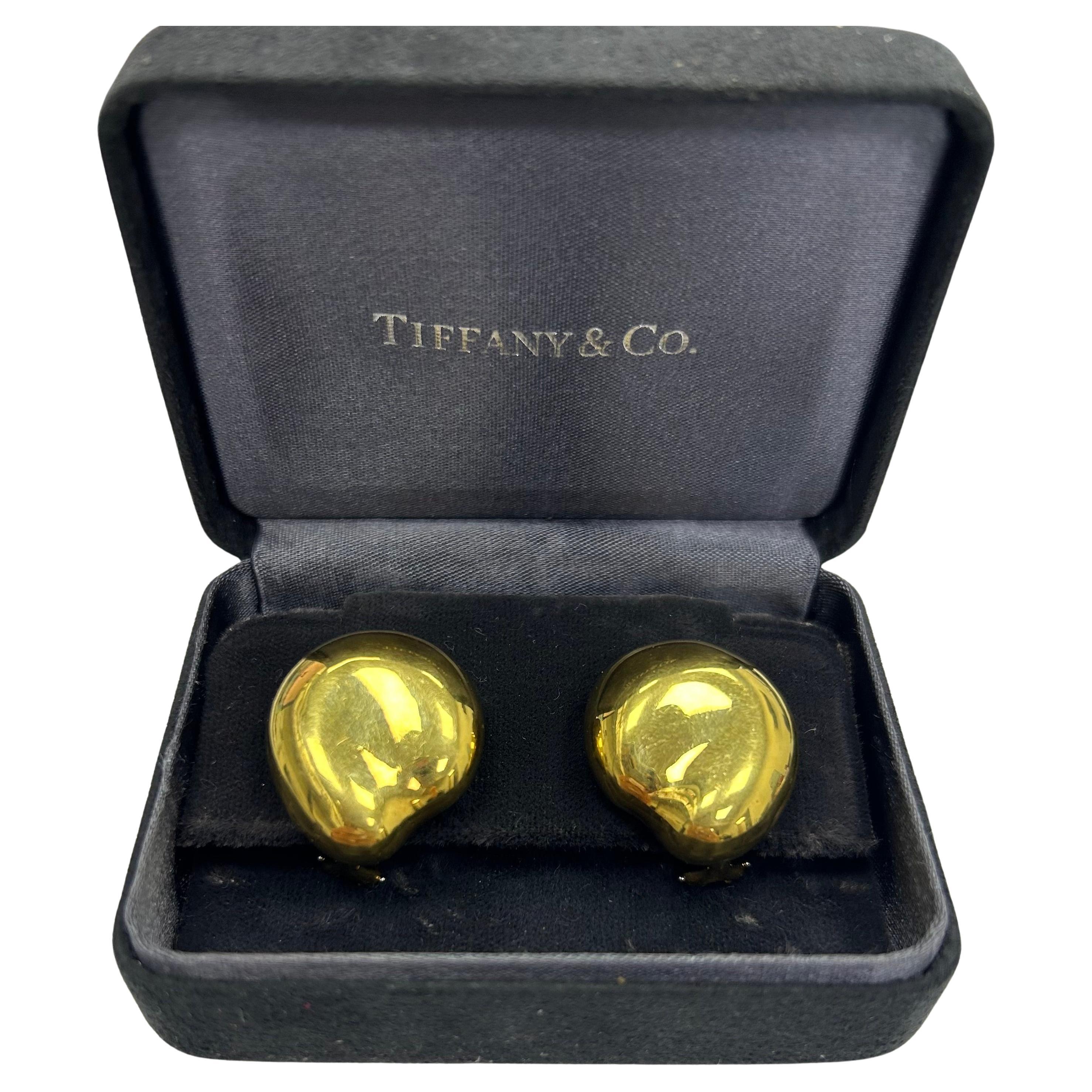 Tiffany & Co 1970s 18k YG Peretti Clip On Earrings, 25g, marker 18k Peretti on the side of the earrings 