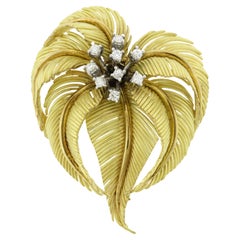 Retro Tiffany & Co. 18kt Gold and Diamond Palm Brooch