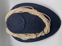 Tiffany & Co. 18kt Gold, Diamond and Pearl Twisted Pearl Choker