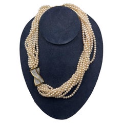 Tiffany & Co. 18kt Gold, Diamond and Pearl Twisted Pearl Choker