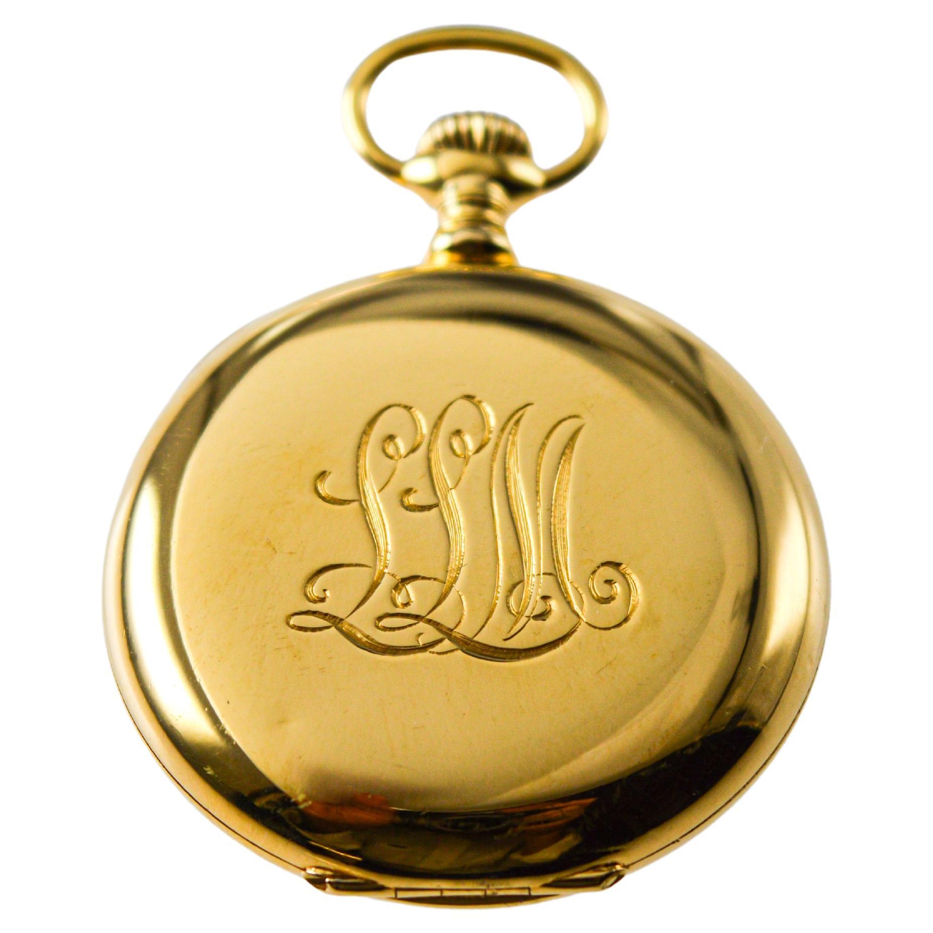 Tiffany & Co 18Kt Gold Pendant Watch with Gold Chain from 1912 Enamel Dial For Sale 6