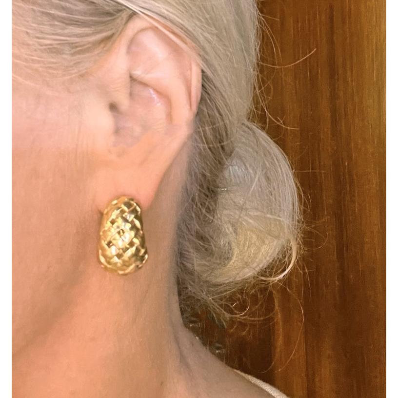Modern Tiffany & Co. 18kt Gold Vannerie Weave Earrings