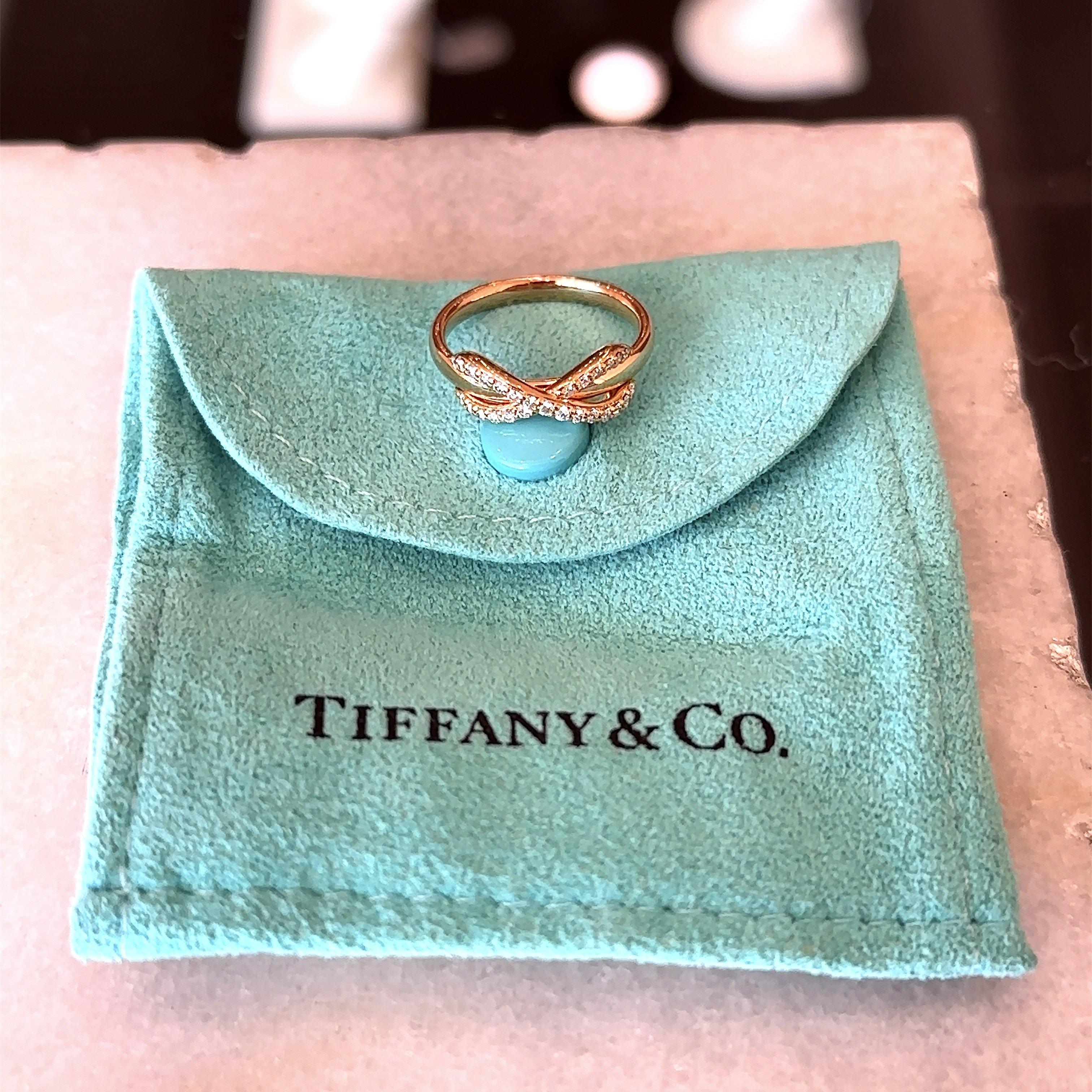 Round Cut Tiffany & Co. 18KT Rose Gold Diamond Infinity Ring