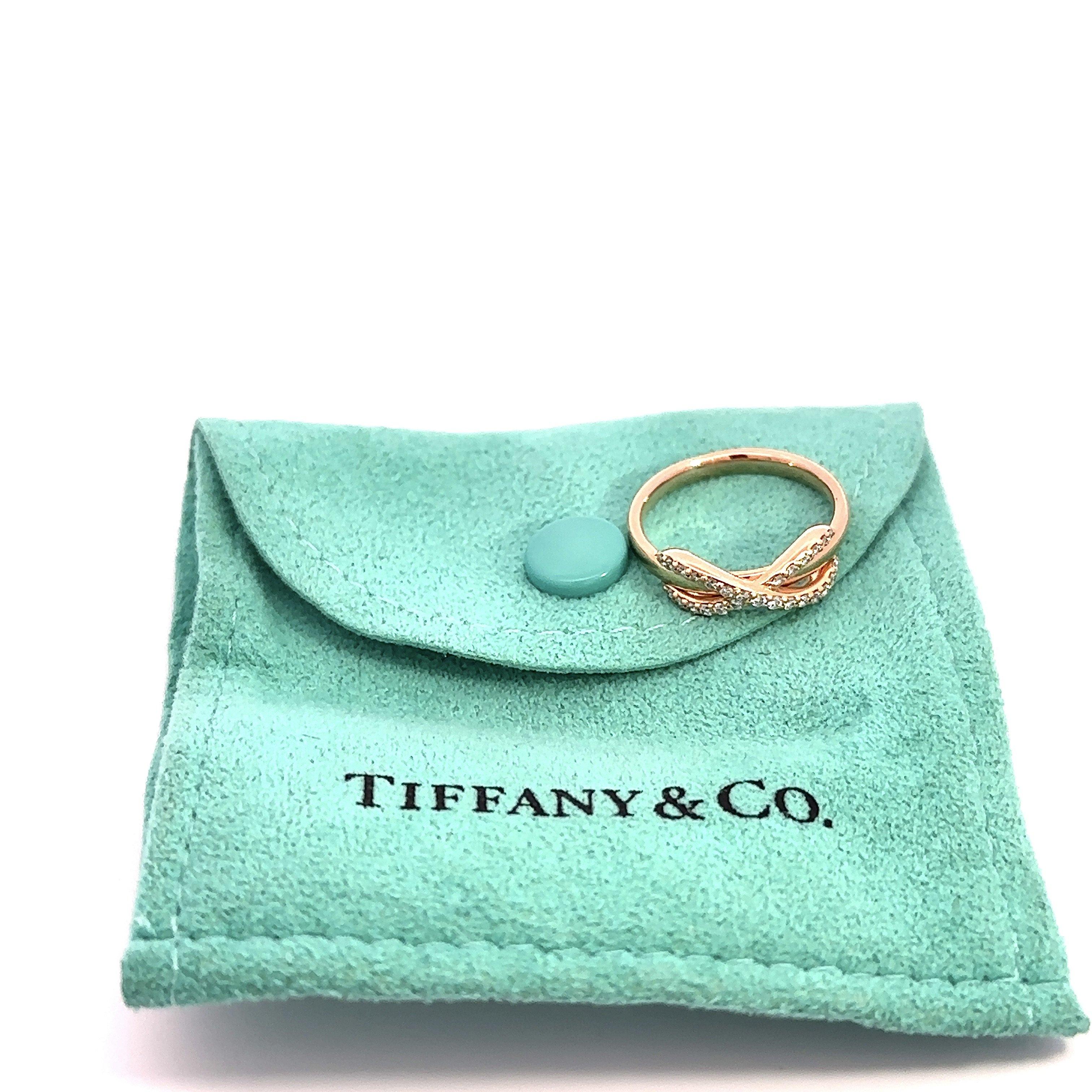 Tiffany & Co. 18KT Rose Gold Diamond Infinity Ring In Good Condition In Los Angeles, CA