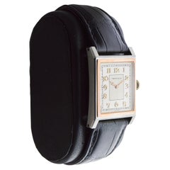 Tiffany & Co. 18Kt Solid Gold Two-Tone Art Deco Watch circa 1930's Stern Dial