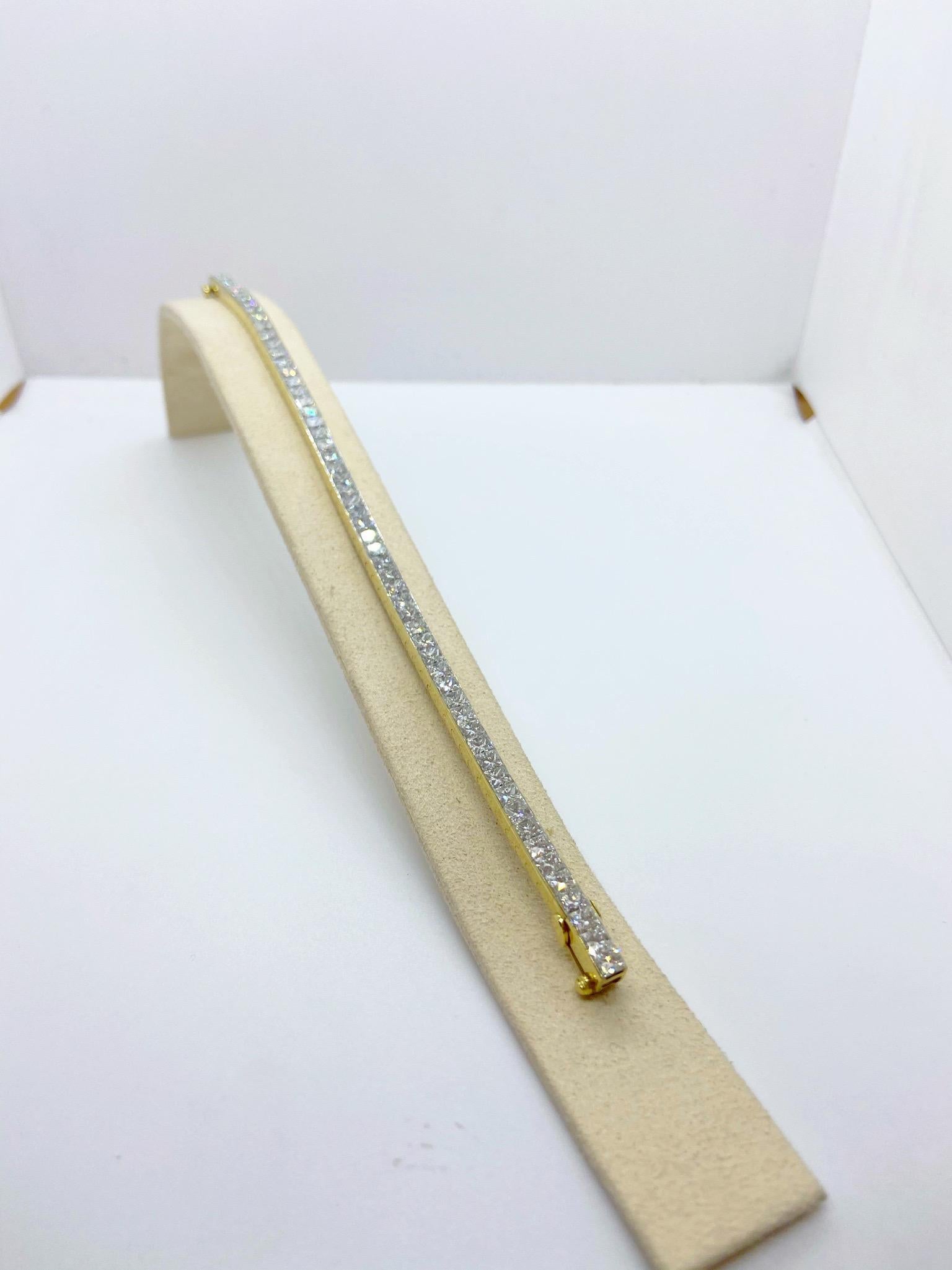 Tiffany & Co. 18 Karat Yellow Gold 12.30 Carat Quadrillion Diamond Line Bracelet In New Condition In New York, NY
