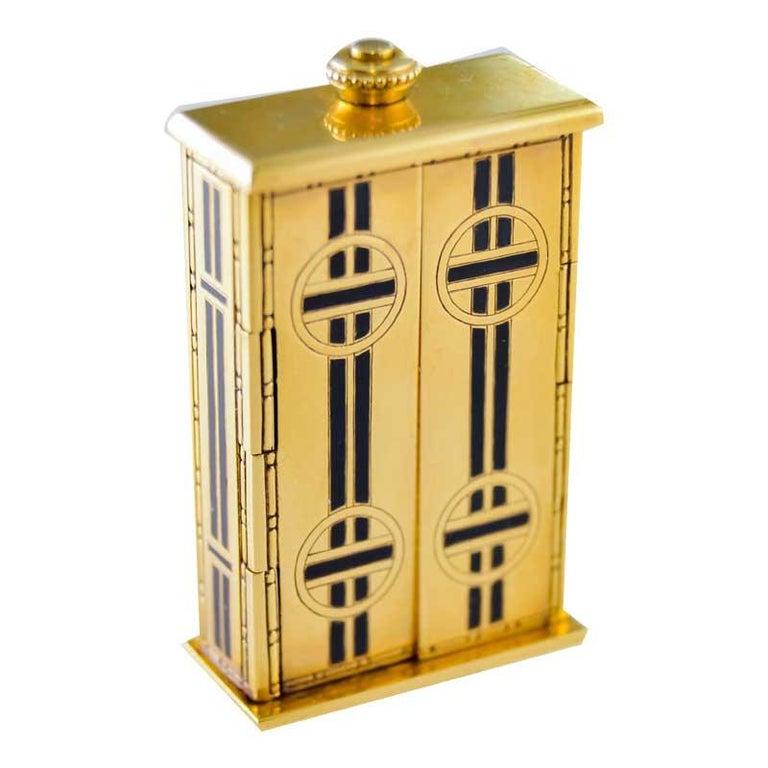 Art Deco Tiffany & Co. 18kt Yellow Gold and Enamel Small Desk Clock 1920's For Sale