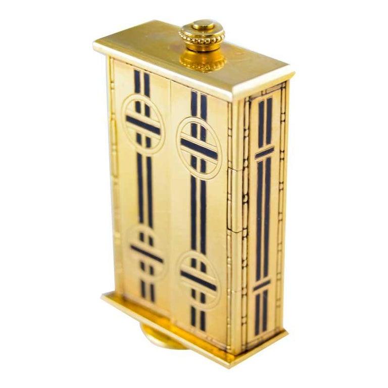 Early 20th Century Tiffany & Co. 18kt Yellow Gold and Enamel Small Desk Clock 1920's For Sale
