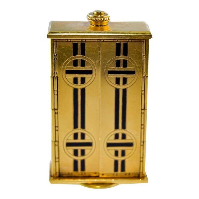 Tiffany & Co. 18kt Yellow Gold and Enamel Small Desk Clock 1920's For Sale 1