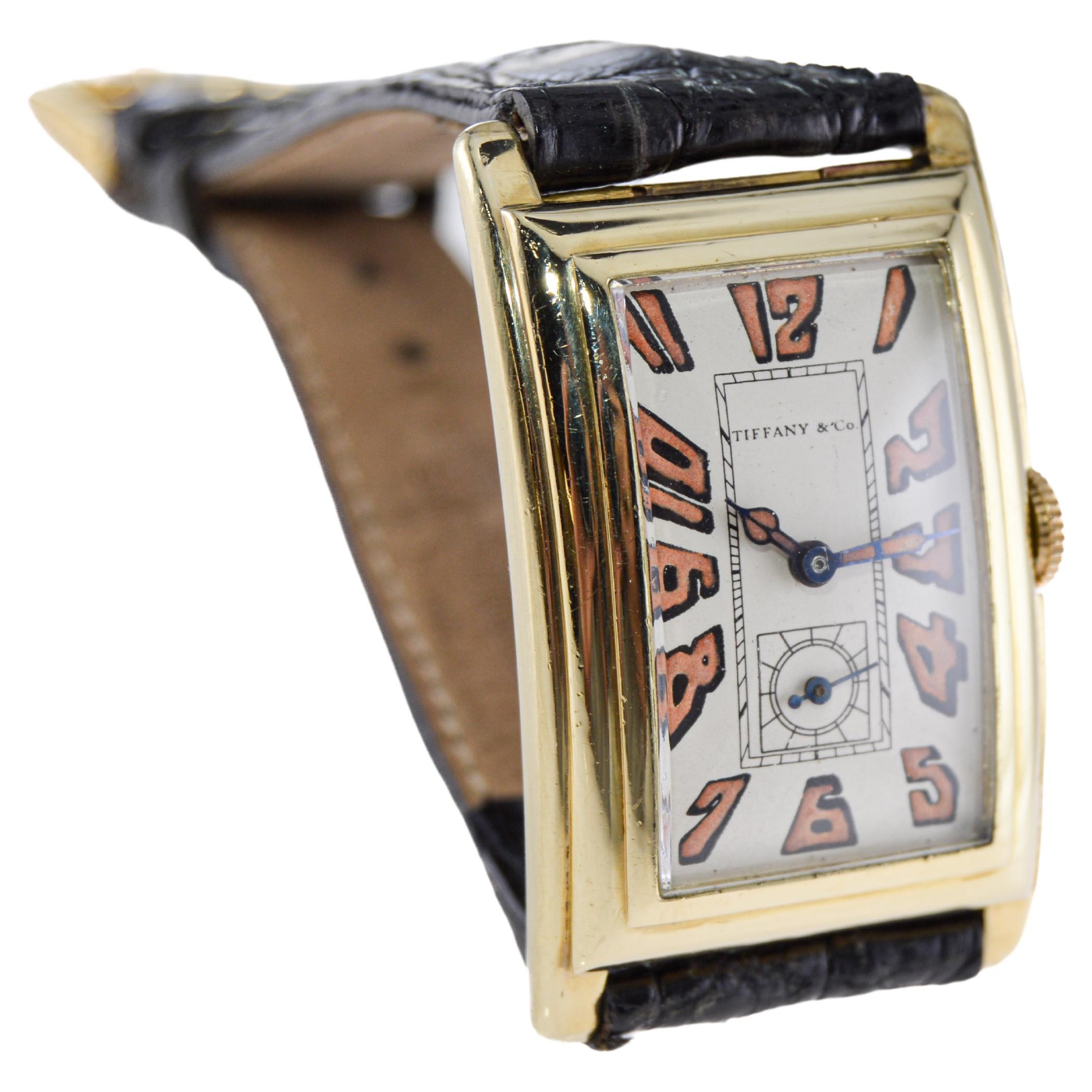 Tiffany & Co. 18Kt Yellow Gold Art Deco Manual Winding Wristwatch, circa 1930s 1