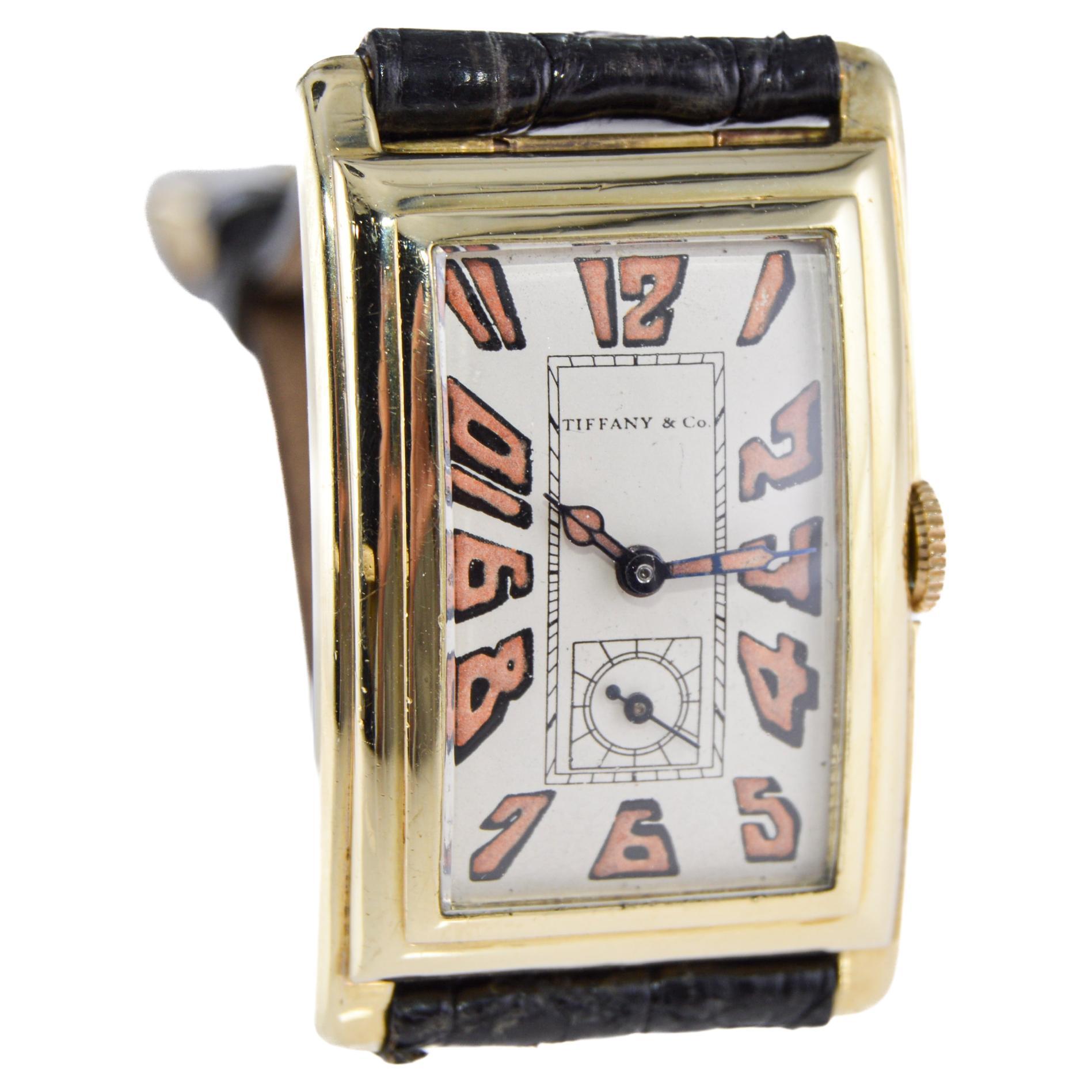 Tiffany & Co. 18Kt Yellow Gold Art Deco Manual Winding Wristwatch, circa 1930s 2