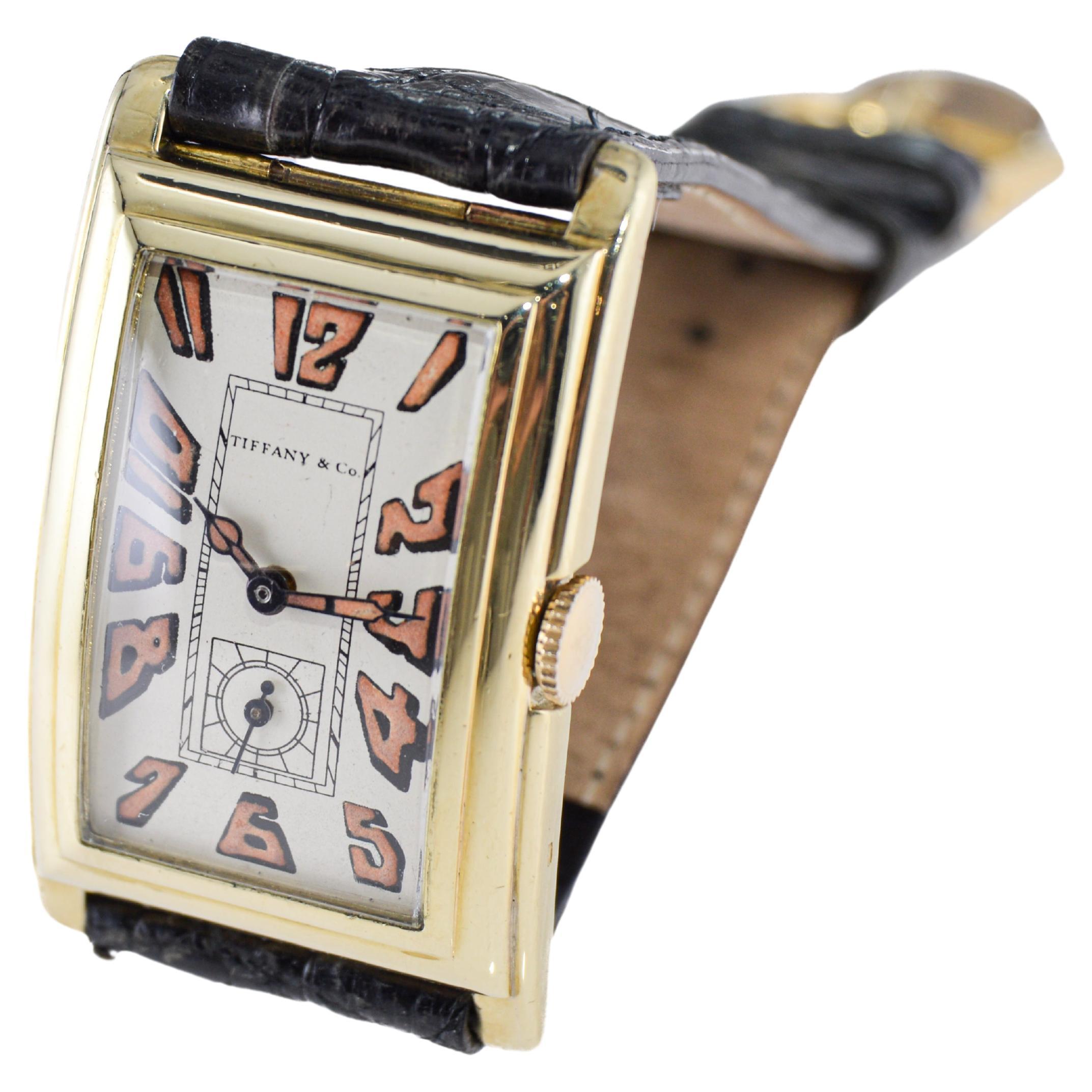 Tiffany & Co. 18Kt Yellow Gold Art Deco Manual Winding Wristwatch, circa 1930s 3
