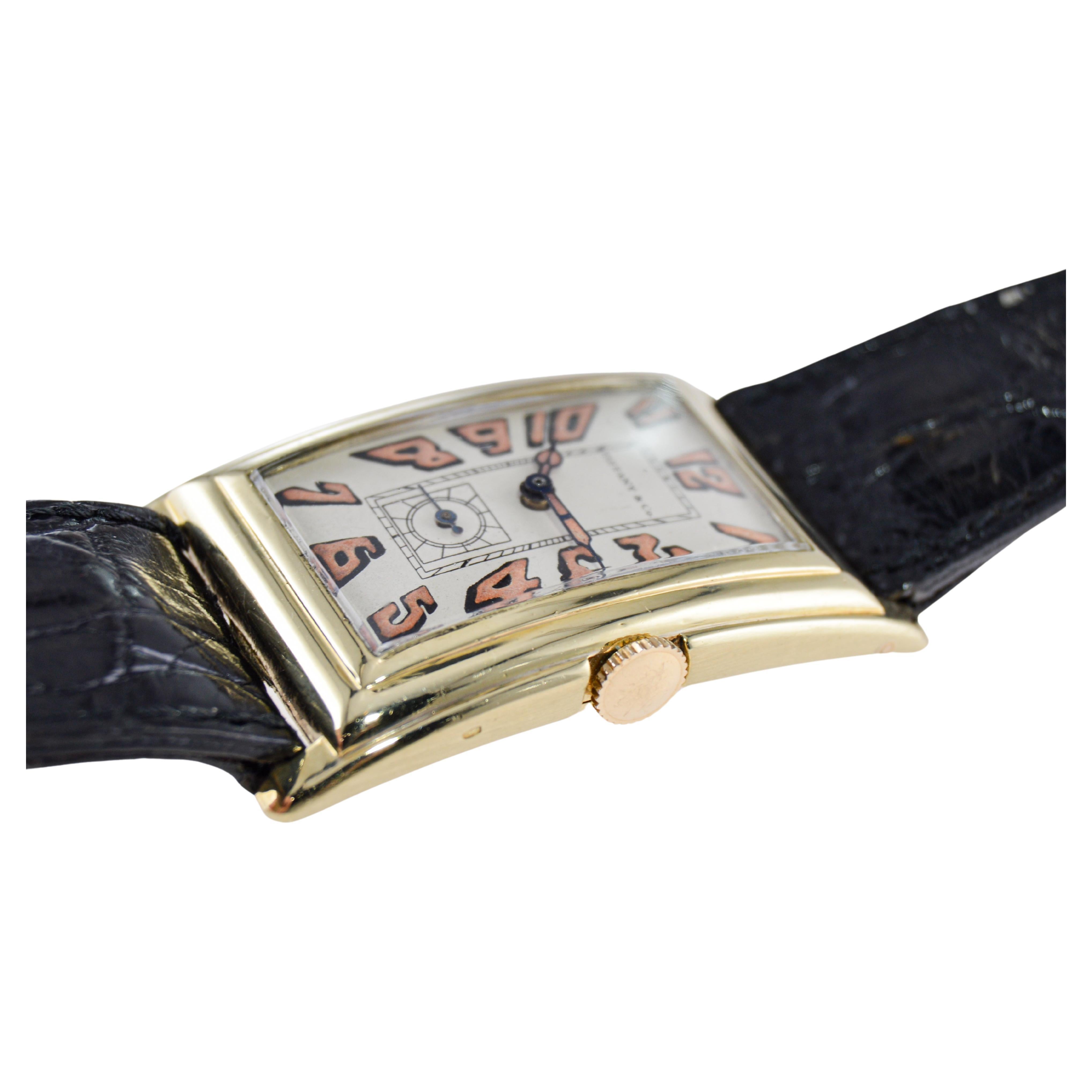 Tiffany & Co. 18Kt Yellow Gold Art Deco Manual Winding Wristwatch, circa 1930s 4