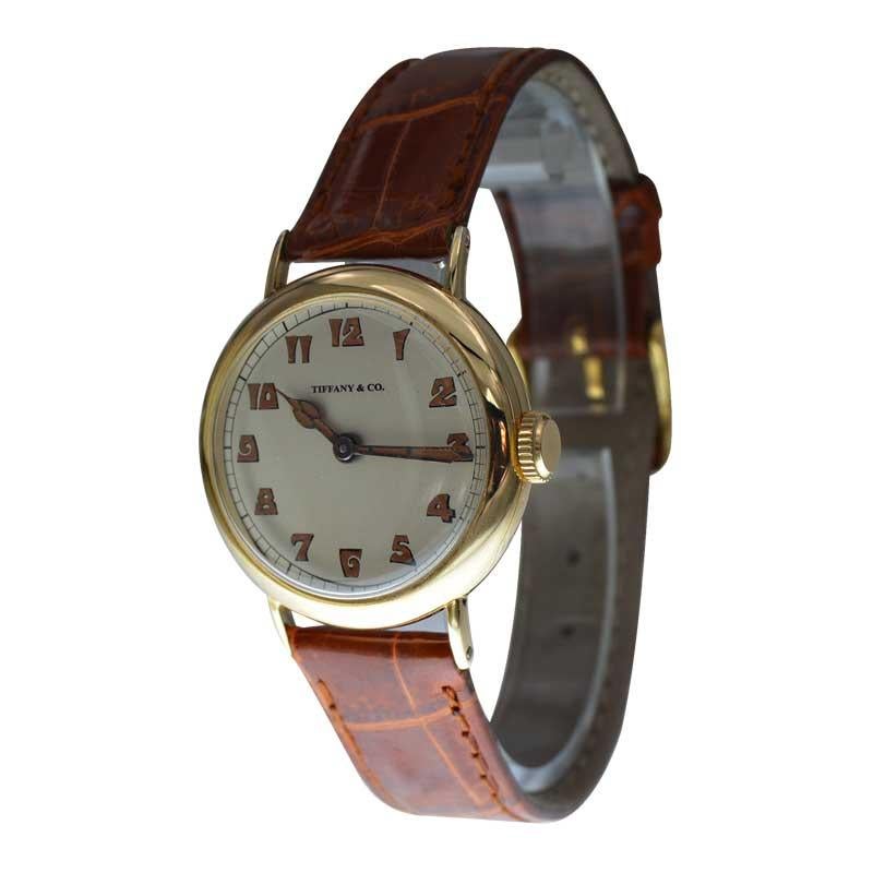 Tiffany & Co. 18 Karat Yellow Gold Art Deco Watch by I.W.C., circa 1920s In Excellent Condition For Sale In Long Beach, CA