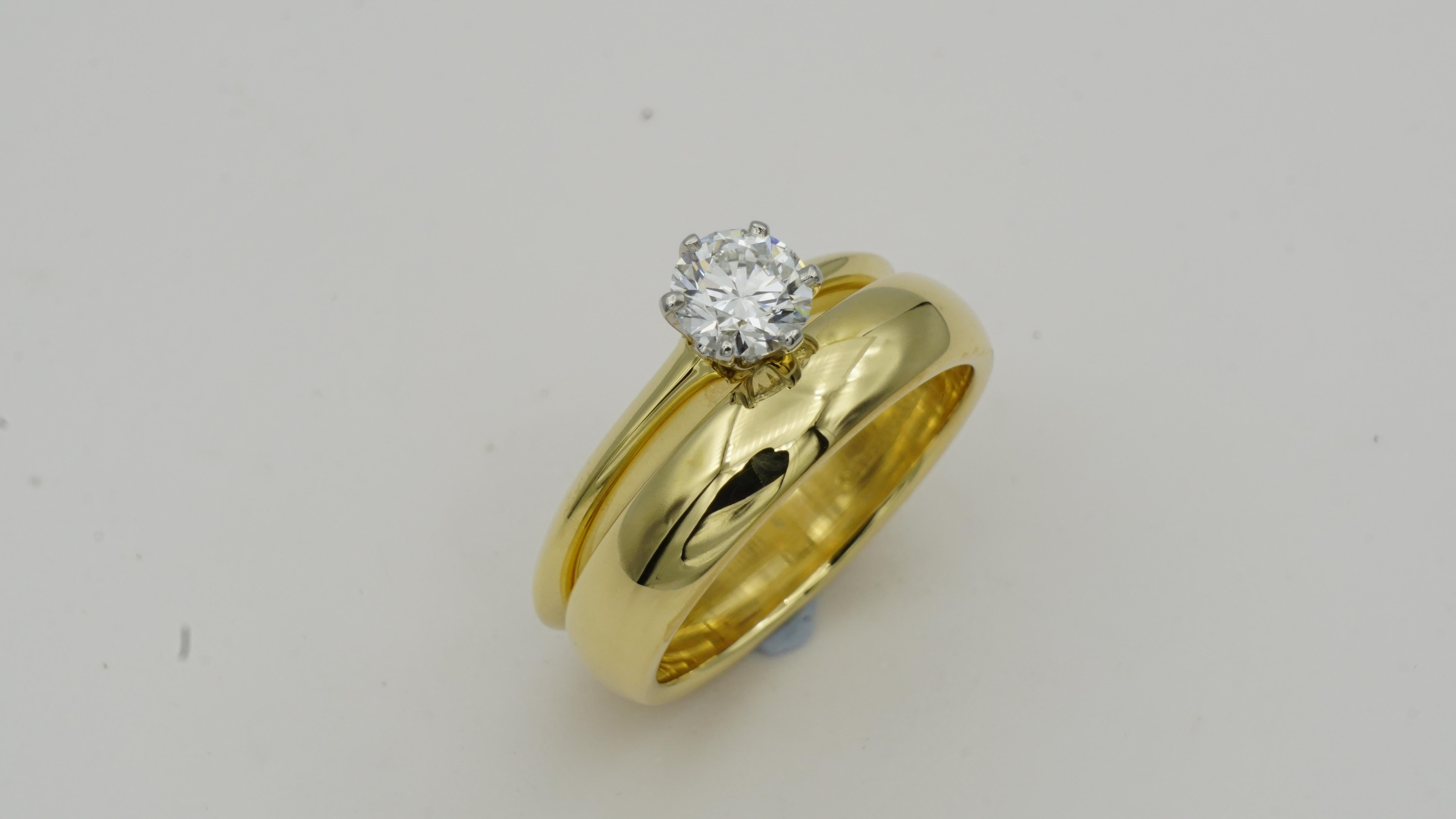 Tiffany & Co 18kt Yellow Gold Band Size 6.75 Excellent Condition 6.2 Grams, 4.6 mm Wide, 1.83 mm Thick. The wedding band is sold separately. It's available as a set which is pictured under another listing of ours. This band can be sized if needed