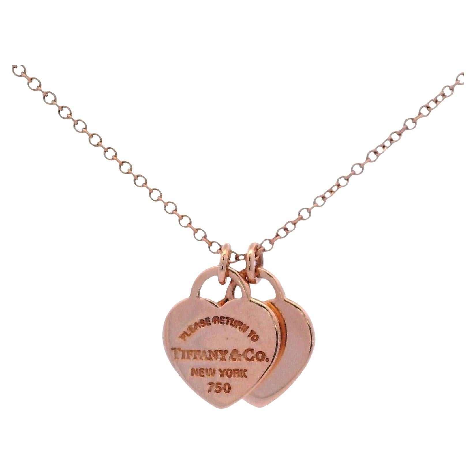 Collar Tiffany & Co. de oro amarillo de 18 quilates Doble Corazón Volver a Tiffany en venta