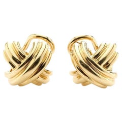 Tiffany & Co. 18kt Yellow Gold Ladies "X" Clip-On Earrings